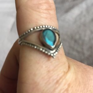Labradorite goddess triangle ring